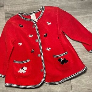 Red Kids Jacket with Dog Embroidery